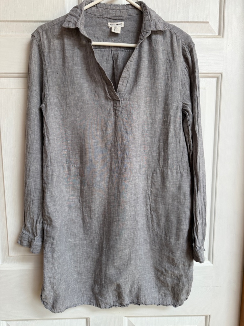 Artisan Slate Gray Linen Tunic Shirt
